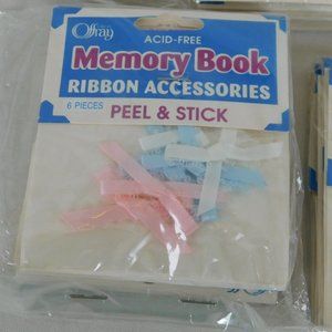 Lot of 5 Memory Book Ribbon Accessories Offray Peel Stick Acid-Free Small Bows